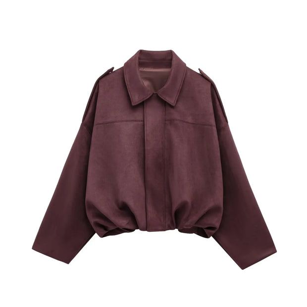 Blouson femme effet daim à col chemise - Alwina
