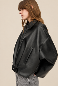 Blouson femme effet cuir avec ceinture à boucle - Ismérie