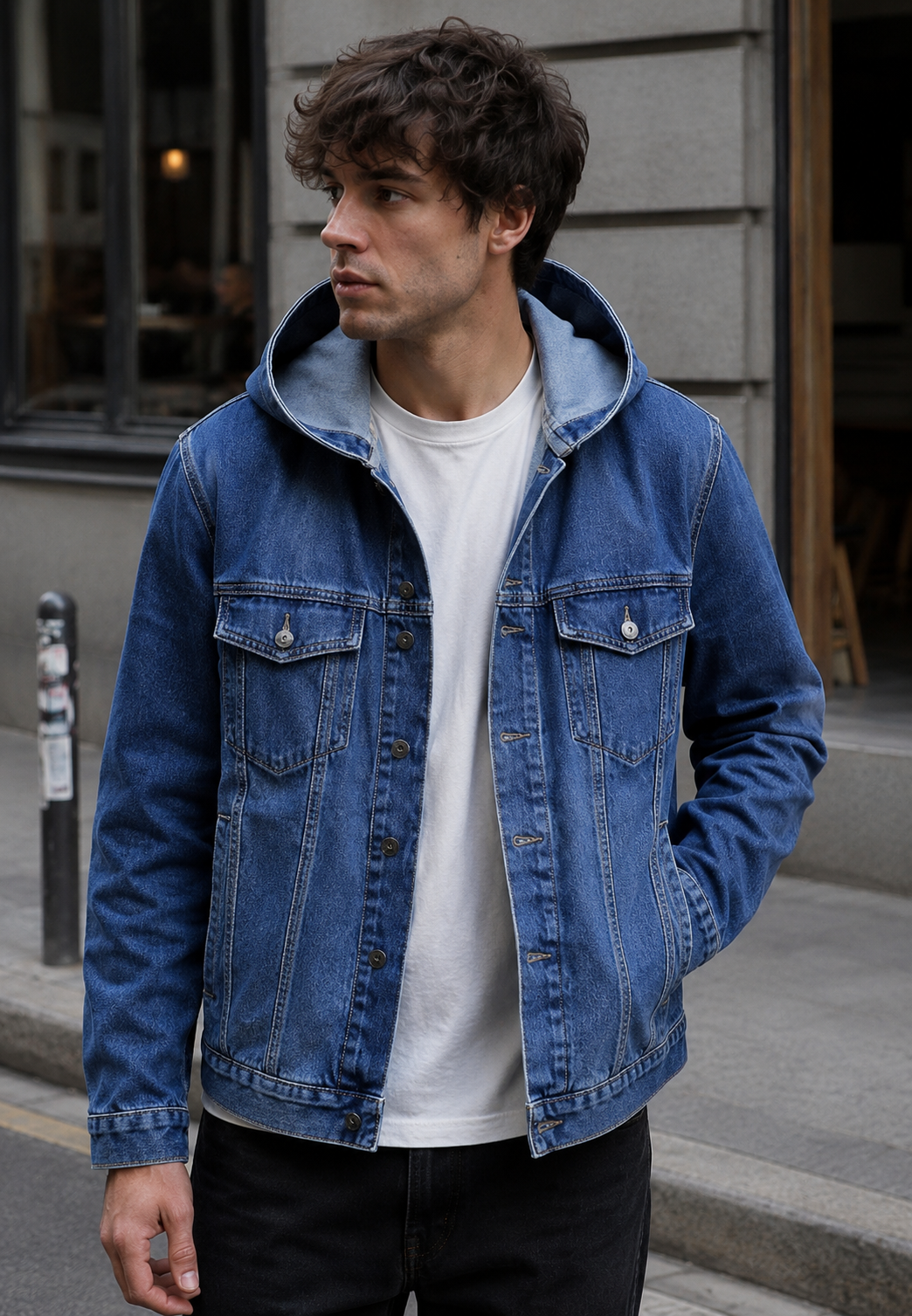 Herren-Jeansjacke mit Kapuze im Washed-Look – Bennett