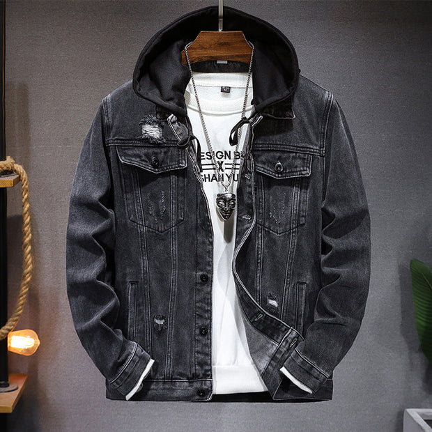 Veste en jean pour homme à capuche, effet délavé - Bennett