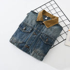 Herren-Jeansjacke mit Cordkragen im Washed-Look – Dario