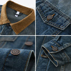 Herren-Jeansjacke mit Cordkragen im Washed-Look – Dario