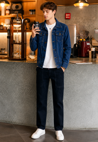 Veste en jean délavée avec poches à rabat - Stellan