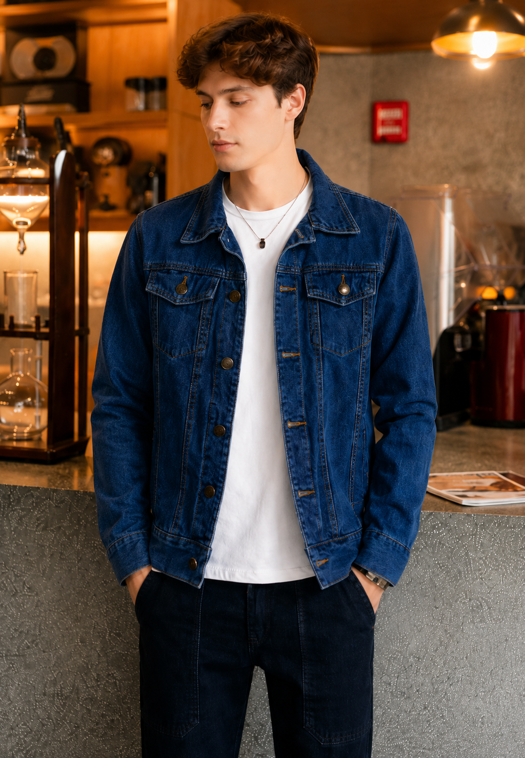 Jeansjacke im Washed-Look mit Pattentaschen – Stellan