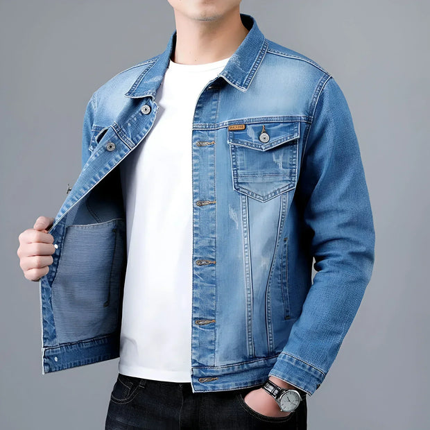 Herren-Jeansjacke im Washed-Look mit Pattentaschen – Armand