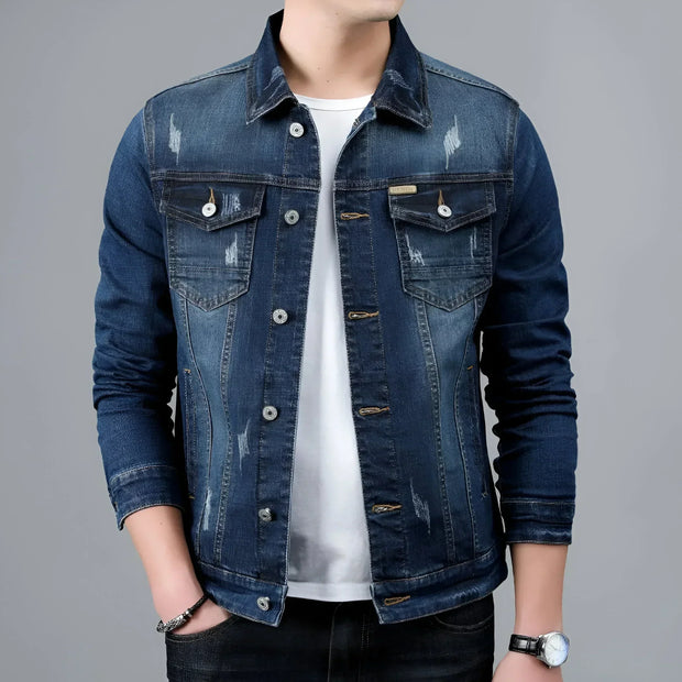 Herren-Jeansjacke im Washed-Look mit Pattentaschen – Armand