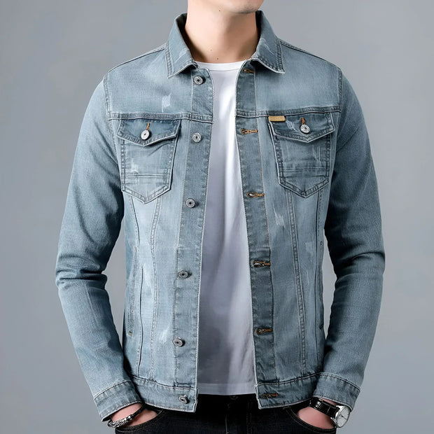Herren-Jeansjacke im Washed-Look mit Pattentaschen – Armand