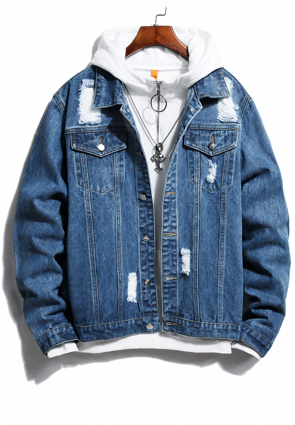 Jeansjacke im Washed-Look mit Rissen – Jannik