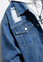 Jeansjacke im Washed-Look mit Rissen – Jannik