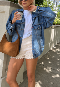Oversize-Jeansjacke für Damen mit Pattentaschen – Camille