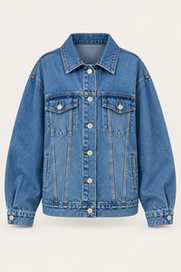 Oversize-Jeansjacke für Damen mit Pattentaschen – Camille