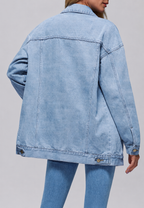 Lange Oversize-Jeansjacke für Damen mit Patten-Taschen – Eira