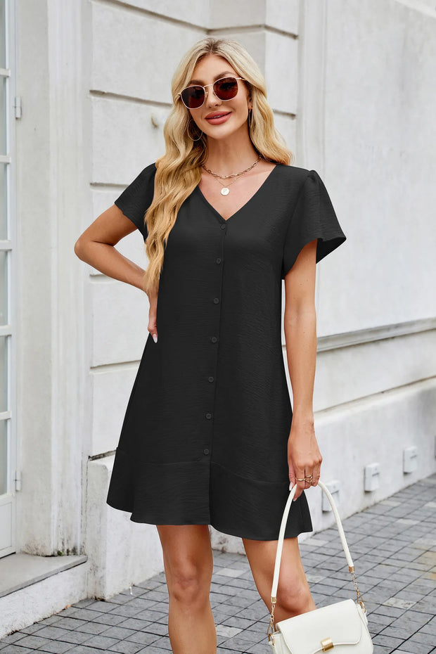 Jane - Robe unie avec décolleté en V