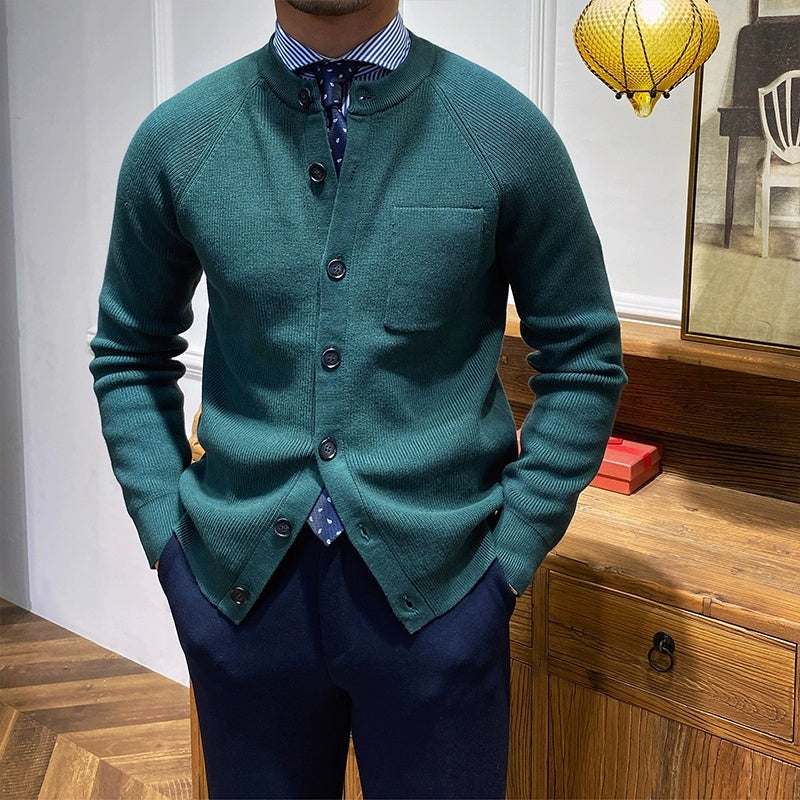 Herren-Premium-Strickjacke mit Rundhalsausschnitt - Darien