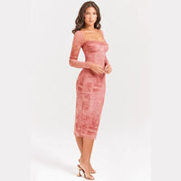 Gala - Robe longue chic en dentelle rose