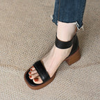 Mittlere Damen-Sandalen mit doppelter Schnalle und Reißverschluss hinten - Elvira