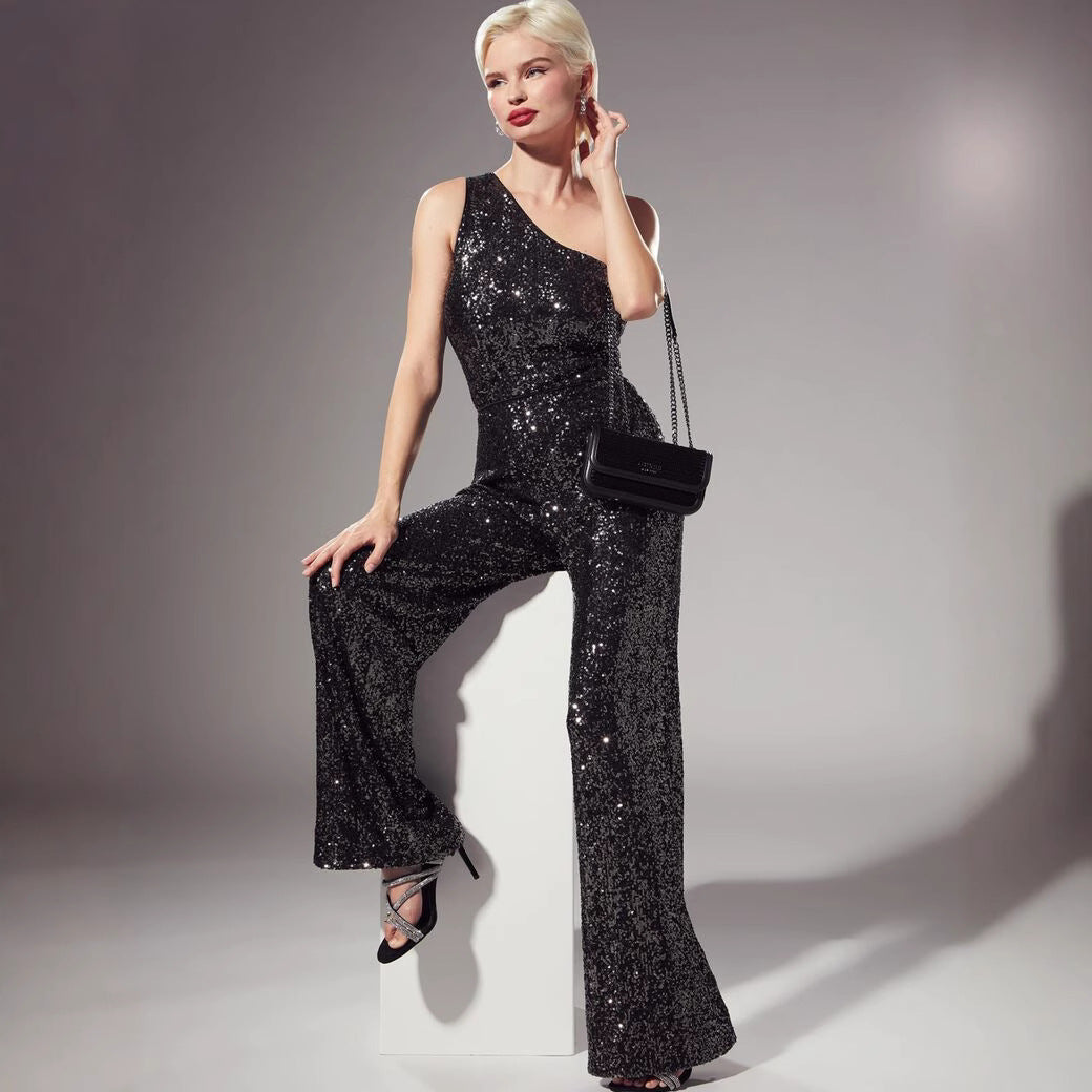 Asymmetrischer Pailletten-Jumpsuit für Damen - Narevia