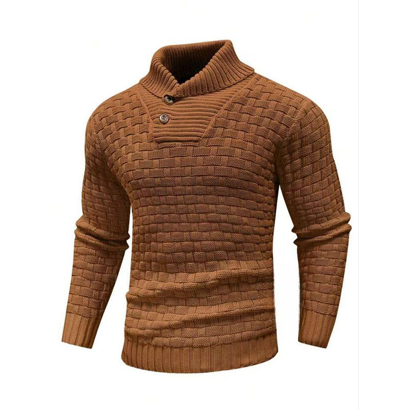 Herrenstrickpullover mit geknöpftem Rollkragen - Keldor