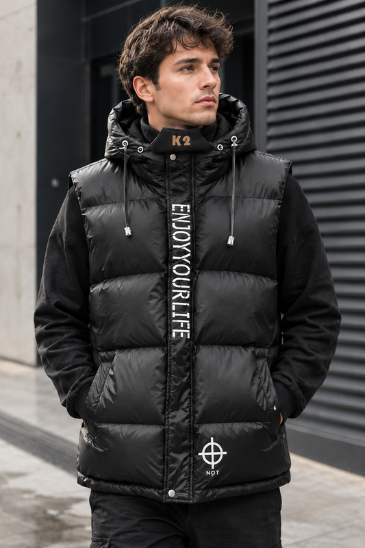 Doudoune sans manches homme capuche réglable finition brillante style urbain - Keldan