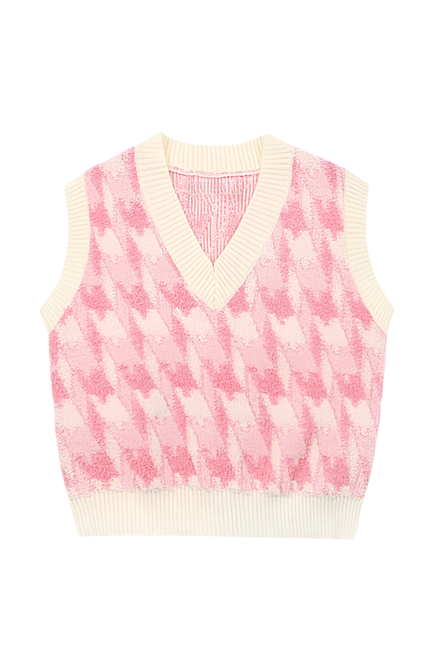Gilet en maille pour femme, encolure en V, imprimé - Mondeña