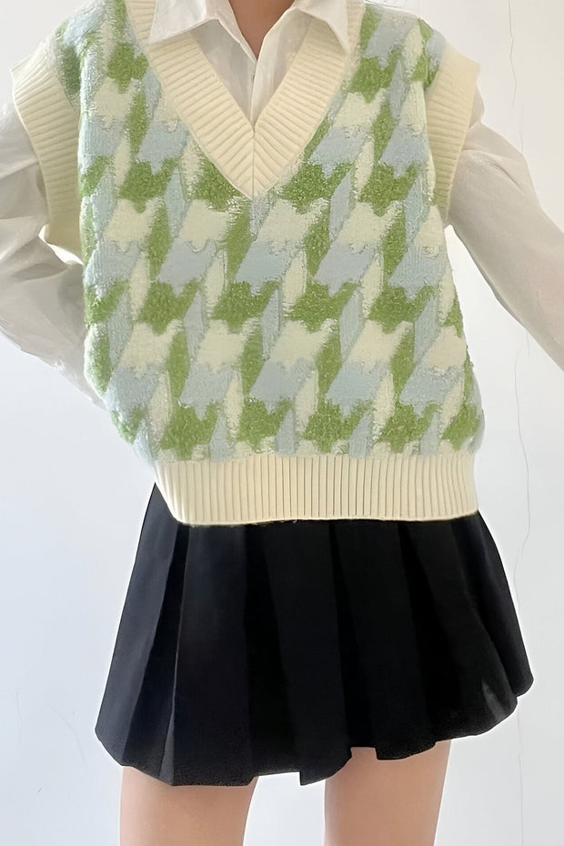 Gilet en maille pour femme, encolure en V, imprimé - Mondeña