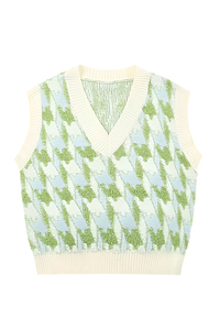Gilet en maille pour femme, encolure en V, imprimé - Mondeña