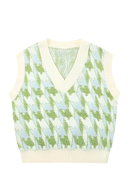 Gilet en maille pour femme, encolure en V, imprimé - Mondeña