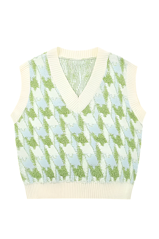 Gilet en maille pour femme, encolure en V, imprimé - Mondeña