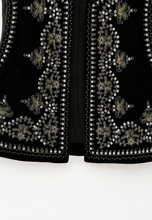 Gilet femme en velours à motifs floraux brodés - Celina