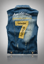 Herren-Jeansweste mit Stickerei im Washed-Look – Leander