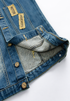 Herren-Jeansweste mit Stickerei im Washed-Look – Leander