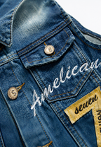 Herren-Jeansweste mit Stickerei im Washed-Look – Leander