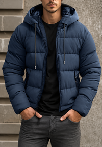 Veste matelassée homme à capuche réglable coupe classique finition mate - Nereo