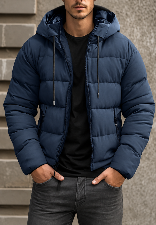 Veste matelassée homme à capuche réglable coupe classique finition mate - Nereo