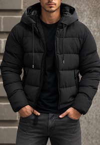 Veste matelassée pour homme, coupe classique, à capuche et fermeture éclair - Hakon