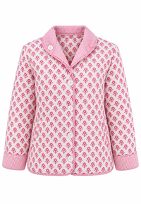 Veste matelassée femme à imprimé floral, col chemise et rayures - Lola