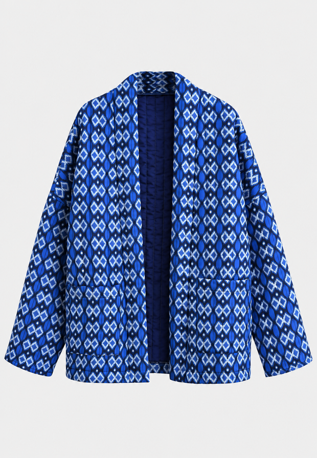 Veste matelassée femme à imprimé géométrique et poches plaquées - Casandrina