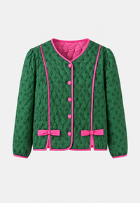 Veste matelassée femme à imprimé géométrique et nœuds décoratifs - Selvara