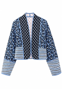 Veste matelassée femme à imprimé cachemire combiné et bordures - Norelia