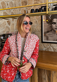 Veste matelassée femme en patchwork floral à boutons - Belemina