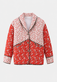 Veste matelassée femme en patchwork floral à boutons - Belemina