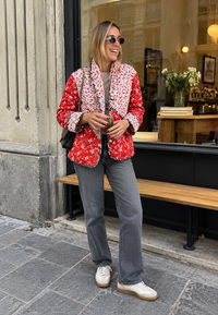 Veste matelassée femme en patchwork floral à boutons - Belemina