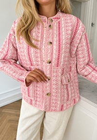 Veste matelassée femme à motifs floraux, rayures et boutons - Alvina