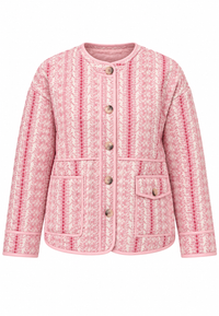 Veste matelassée femme à motifs floraux, rayures et boutons - Alvina
