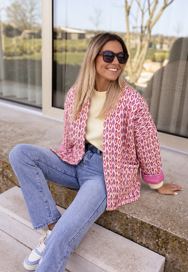 Veste matelassée femme à motifs géométriques et coupe droite - Eliora