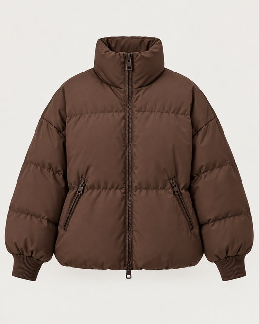 Veste matelassée oversize pour femme, col montant et fermeture éclair - Anouk