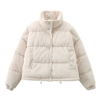Steppjacke aus Cord für Damen mit hohem Kragen und weiter Passform – Marit