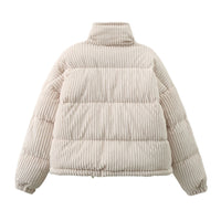 Steppjacke aus Cord für Damen mit hohem Kragen und weiter Passform – Marit