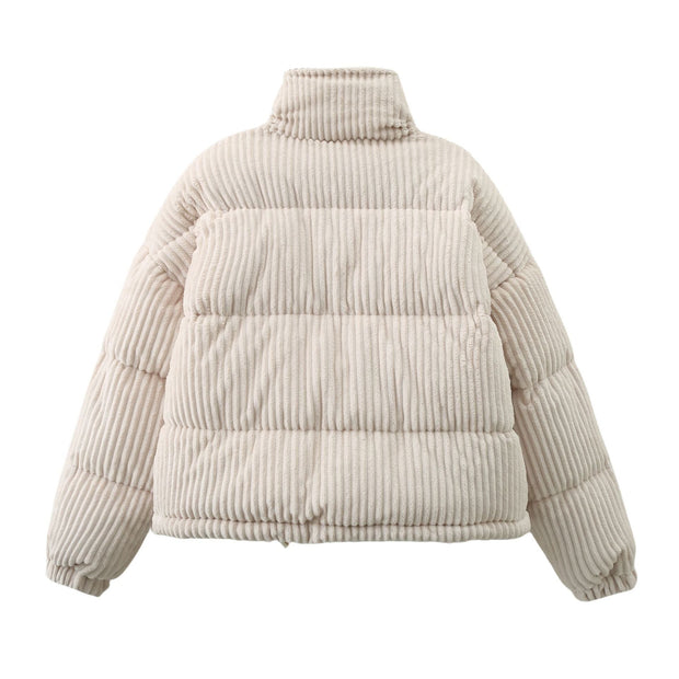 Steppjacke aus Cord für Damen mit hohem Kragen und weiter Passform – Marit