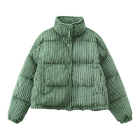 Steppjacke aus Cord für Damen mit hohem Kragen und weiter Passform – Marit